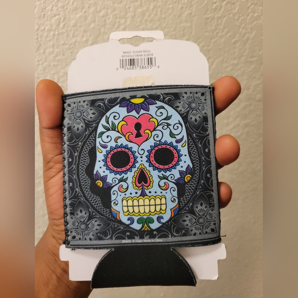 Sugar Skull Keyhole Drink Sleeve/Koozie - Picture 3 of 4